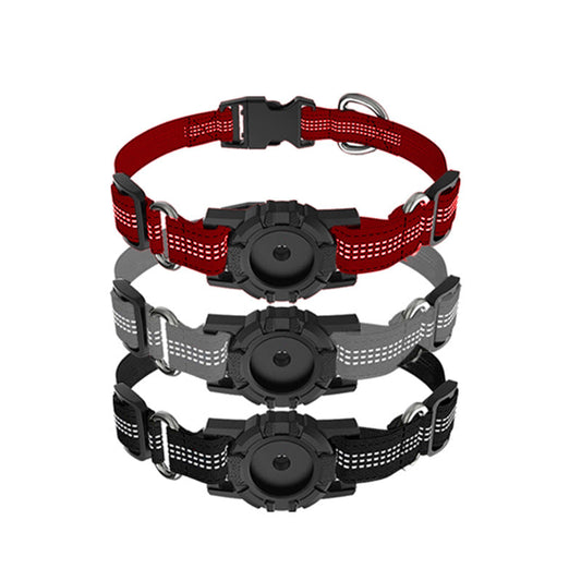 HKM-8085181 Adjustable Anti-Lost Pet Dog Collar - Nylon in Black, Red, Silver - Multiple Sizes Available
