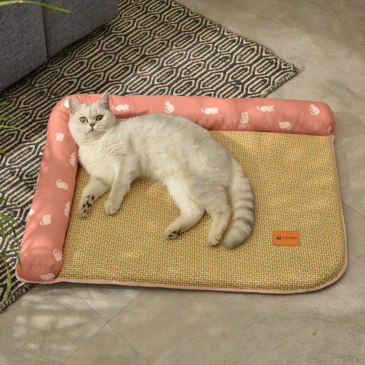 HKM-8098749 Non-Stick Hand-Woven Cat Bed Ice Pad - Multiple Colors and Sizes Available