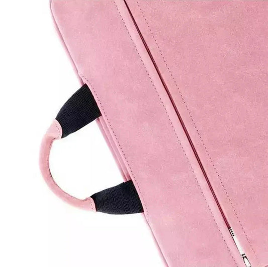 HKM-810643 Durable Waterproof Suede Leather Laptop Bag for 15.6 Inch Computers with Folding Handle