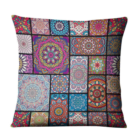 HKM-810643 Geometric Linen Cushion Cover - 45x45cm, Filling Not Included