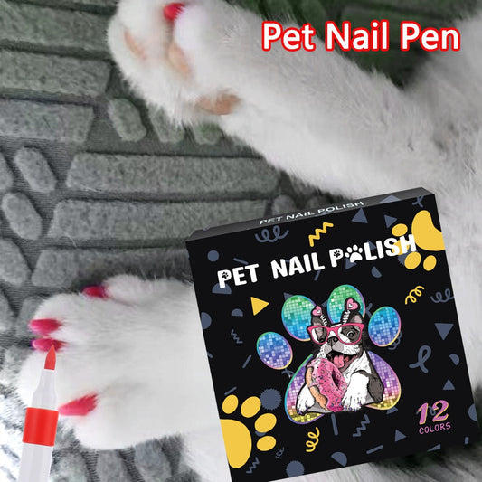 HKM-8113981 Water-Based Opaque Color Nail Brush Set for Pet Manicure - 12 Piece Box