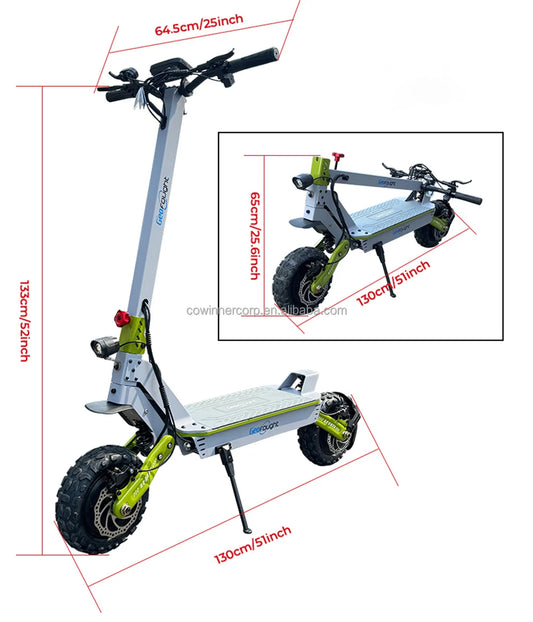 HKM-813267 6000W Dual Motor Electric Scooter with Seat, 60V Lithium Battery, 37-55 Mile Range, Foldable Design, 11-Inch Off-Road Tires