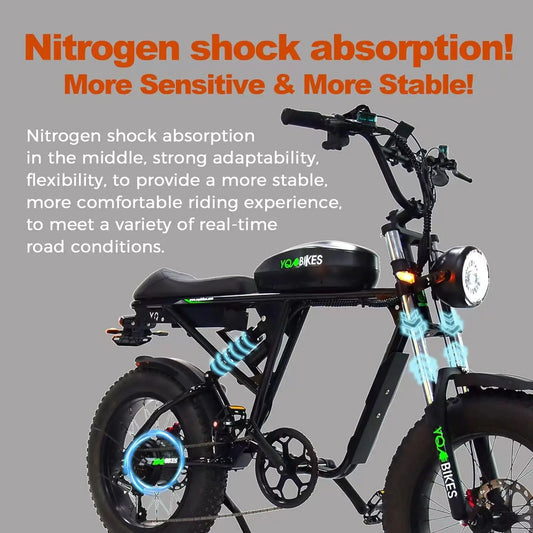 HKM-813715 Powerful 2000W Off-Road Electric Bike with Full Suspension, 48V 20Ah Battery, 26" Tires, 30-50 km/h Max Speed
