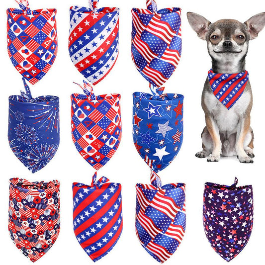 HKM-815443 Independence Day Dog and Cat Bib Towel with Flag Design in Small and Medium Sizes