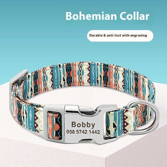 HKM-8177725 Adjustable Semi-Metal Dog Tag Collar with Anti-Lost Features for Medium and Large Dogs