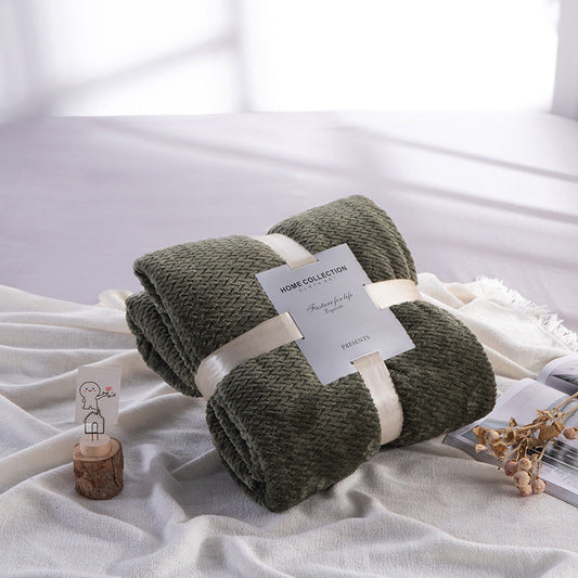 HKM-818003 Thick Coral Fleece Flannel Blanket in Various Colors