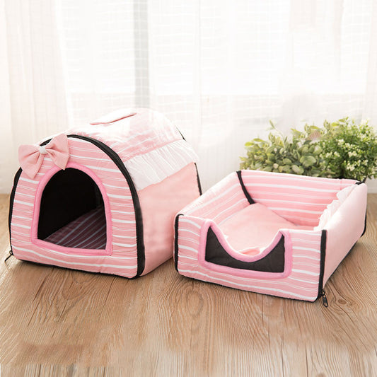 HKM-8185533 Cozy Cashmere & Sponge Cat Nest for Pets - Soft Universal Yurt Bed