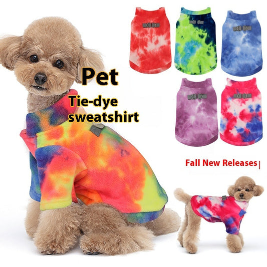 HKM-8192317 Cozy Tie Dye Pet Sweater for Autumn and Winter in Rainbow and Assorted Colors