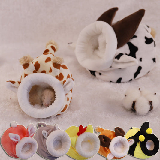 HKM-820691 Winter Warm Pet Cartoon Cage For Hamster Accessories Guinea Pig Bed House Small Animal Nest