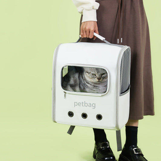 HKM-8210749 Large Capacity Transparent Cat Backpack with Window - Durable PVC Oxford Material, Holds Up to 6.5kg