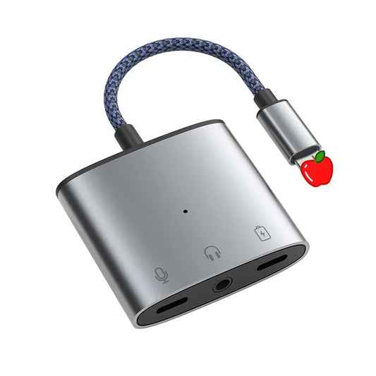 HKM-821203 3 in 1 3.5mm Headphone Adapter with Charging Splitter for iPhone and iPad Devices