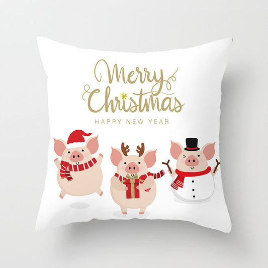 HKM-821587 Nordic Style Cartoon Christmas Pillow Cover - 45x45cm Polyester Cushion