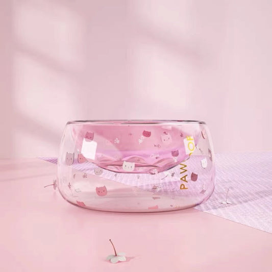 HKM-822483 Creative Glass Cat's Claw Bowl with Cushion for Medium Pets