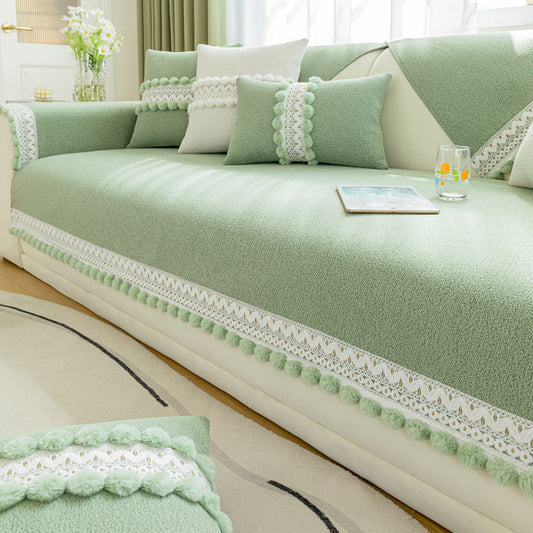 HKM-823507 Universal Chenille Sofa Cushion Cover in Solid Colors - Multiple Sizes Available