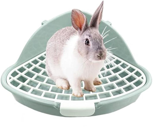 HKM-823763 Corner Litter Box for Small Animals - Ideal Bunny, Hamster, Guinea Pig, Ferret & Chinchilla Potty Trainer