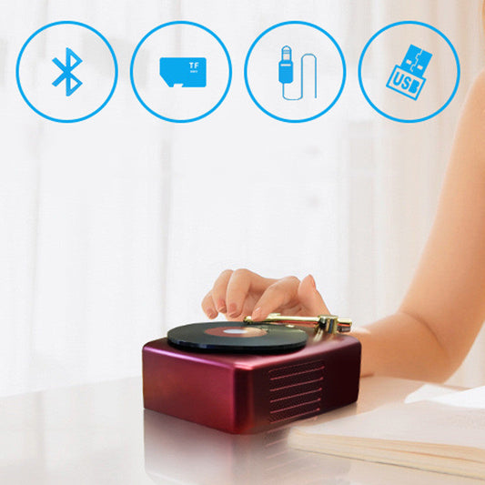 HKM-824083 Bluetooth T12 Record Player with 40mm Speakers, 5W Output, Rechargeable Battery, 10m Range