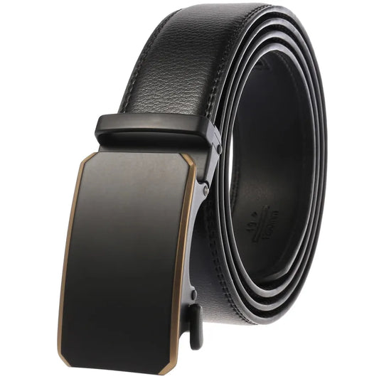 HKM-824467 Automatic Ratchet Buckle Cowhide Leather Belt for Men - Model LY36-22032-1