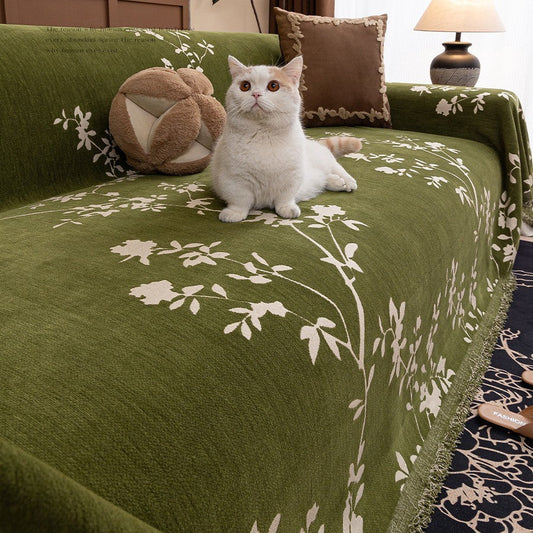 HKM-825811 Universal Sofa Cover with Plant and Flower Design in Multiple Sizes