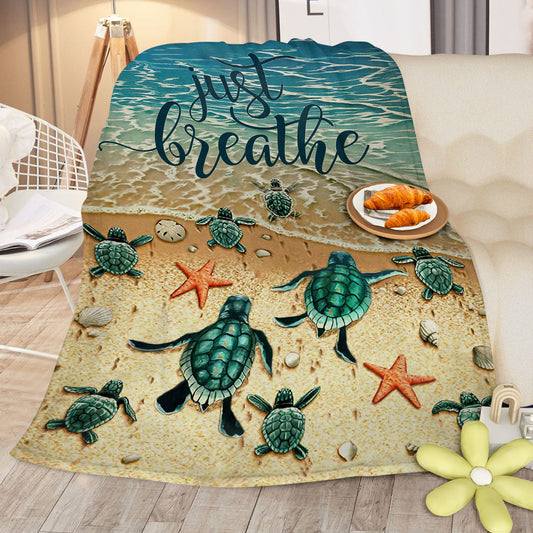 HKM-828371 Tropical Sea Turtle 3D Flannel Fleece Blanket - Soft Plush Throw for Bed, Sofa, Car - Multiple Sizes Available