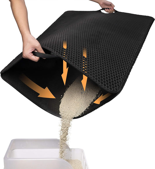 HKM-8292797 Cat Litter Trapping Mat with Honeycomb Double Layer Design, Waterproof and Washable for Easy Cleanup