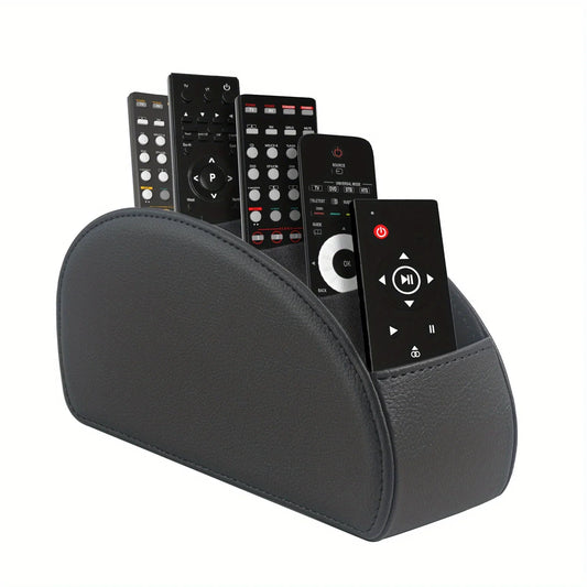 HKM-829715 Five-Compartment PU Leather Remote Control Holder for Organising and Desk Storage
