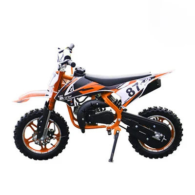 HKM-829779 49cc Kids Mini Dirt Bike with 10 Inch Wheels - Manual Ignition, Front & Back Disc Brakes, 40KM/H Speed