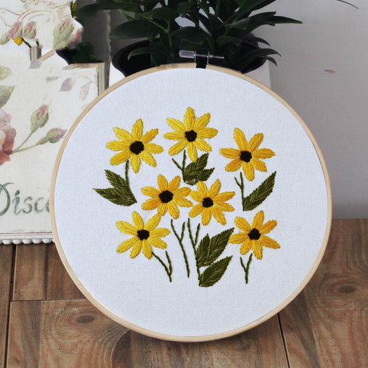 HKM-830355 Sunflower Bunch Cross Stitch Embroidery Kit with Cotton and Linen Cloth