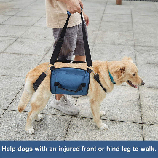 HKM-8311869 Support Sling for Older and Disabled Dogs - Nylon Pet Carrying Aid in Black and Sapphire Blue