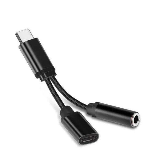 HKM-831699 2-in-1 Type-C to 3.5mm Headphone Adapter Cable, Available in Multiple Colors