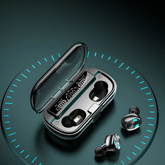 HKM-836115 Wireless Bass Earbuds with LED Display and Power Bank, Waterproof TWS Earphones