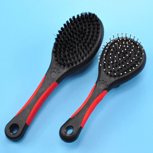 HKM-8373949 Double-Sided Pet Hair Brush with Steel Needle Comb for Gentle Grooming