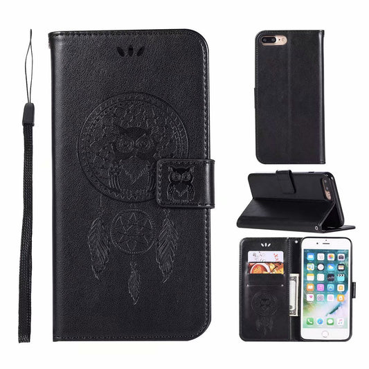 HKM-838355 Owl Embossed Clamshell PU and TPU Mobile Phone Case for iPhone Models