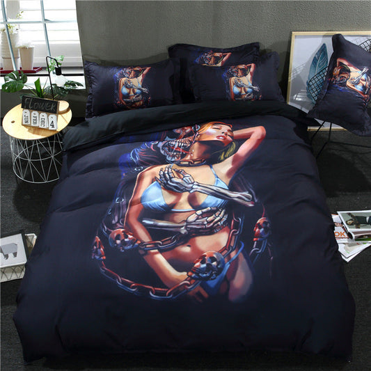 HKM-839251 Three-Piece Polyester Digital 3D Printing Duvet Cover Set for Standard Beds