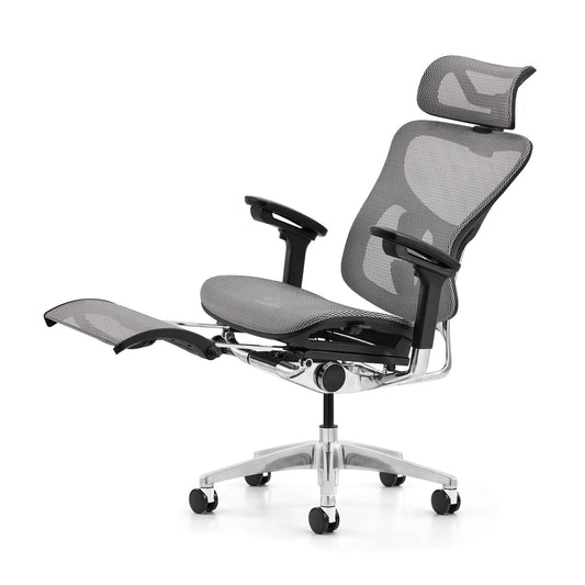 HKM-839507 Ergonomic High Back Grey Mesh Swivel Chair with Footrest for Home Office and Executive Use