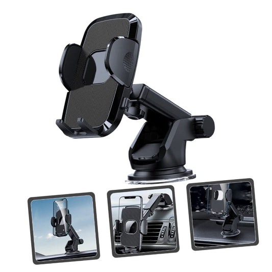 HKM-840787 Universal Multifunctional Car Phone Holder with Improved Suction Cups for Windshield and Dashboard Use