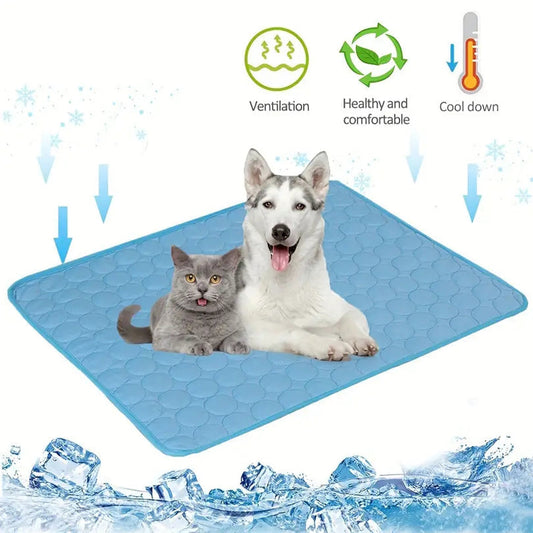 HKM-8412733 Extra Large Cooling Mat for Pets - Ice Silk Fabric, Breathable Design, Multiple Sizes & Colors