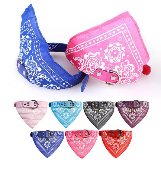 HKM-8424381 Triangle Printed Scarf Dog Towel Collar - Imitation Deerskin, Small Size