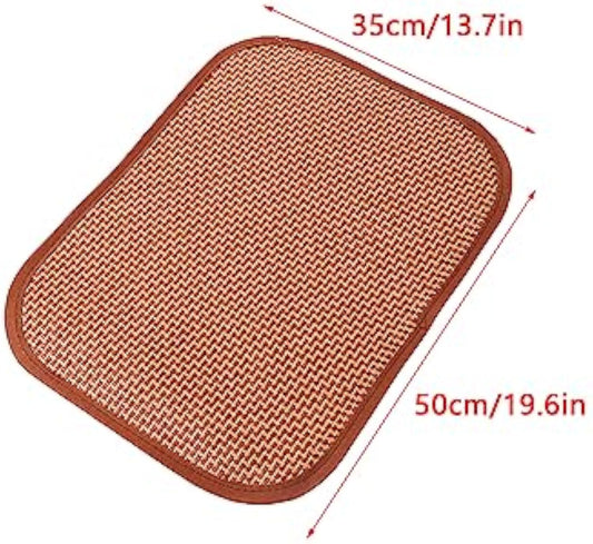 HKM-8429629 Cooling Mat for Cats and Dogs - Self-Cooling Bamboo Rattan Woven Pad for Summer Use - Ideal for Kennels, Crates, Guinea Pigs, and Hamsters