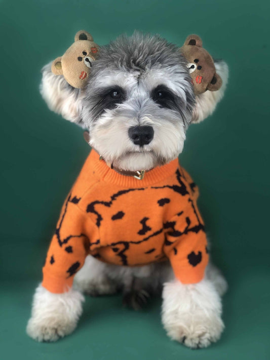 HKM-8435901 Cozy Wool Pullover Dog Sweater for Small Dogs in Orange, Available in Multiple Sizes