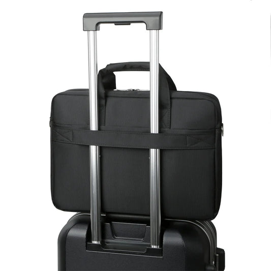 HKM-844563 Large Capacity Portable Laptop Tote Bag for 15.6-Inch and 14-Inch Computers - Sleek Black Briefcase Design