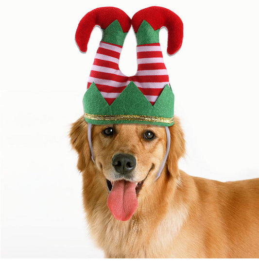 HKM-8453565 Funny Striped Clown Hat for Dogs - Comfortable Flannel Christmas Ornament