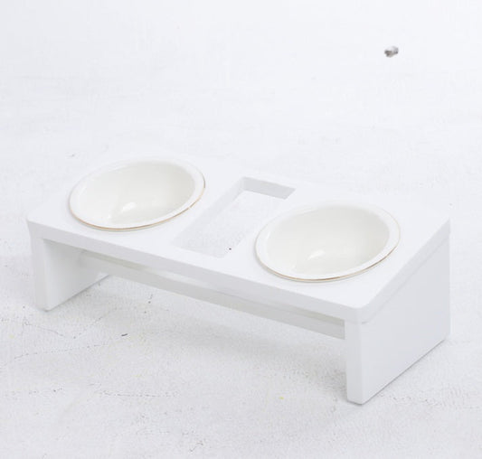 HKM-8476605 Elegant Cat Dish Rack with Bowls and Stents - Multiple Colors Available