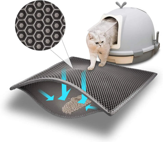 HKM-848979 Eco-Friendly Double Layer Waterproof Cat Litter Mat with Detachable EVA Design