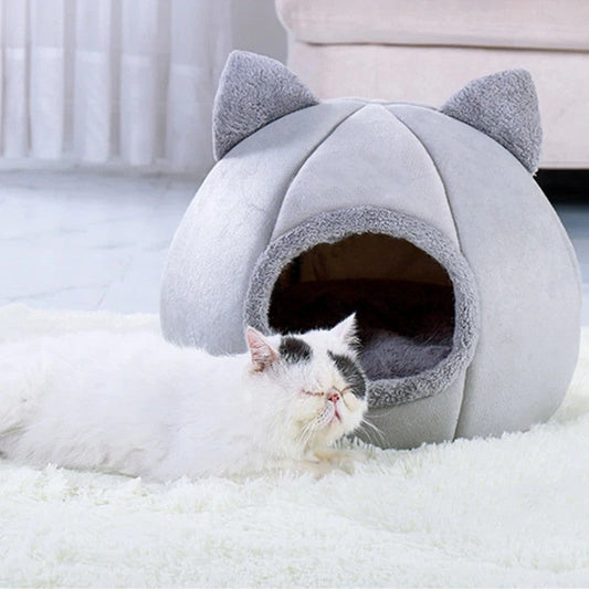 HKM-8497725 Removable and Washable Cat Sleeping Mat with Arctic Velvet and PP Cotton in Grey