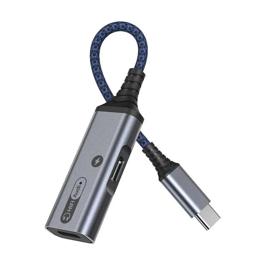 HKM-855123 2-in-1 USB C Audio Adapter Cable with 60W Fast Charging for Type-C Devices