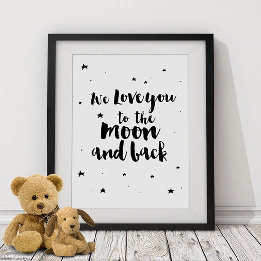 HKM-856147 Love You to the Moon Canvas Wall Art - Modern Oil Painting on Canvas