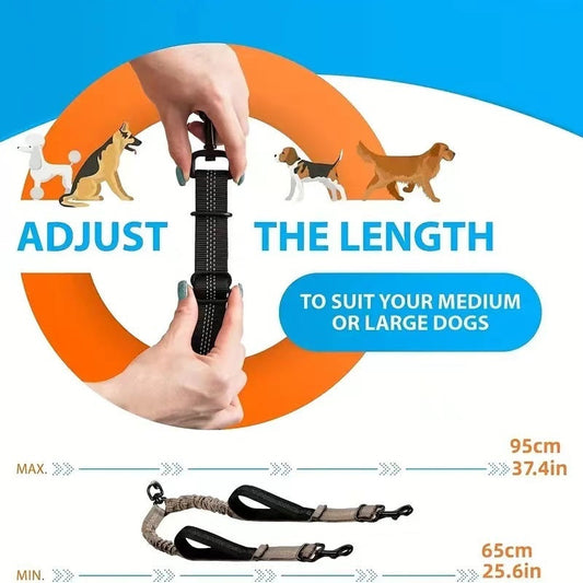 HKM-8568765 Hand-Holding Large Dog Leash with Dual Traction and Explosion-Proof Design, Adjustable Nylon Belt, 100cm Stretching Length