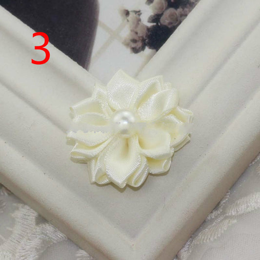 HKM-8593469 Handmade Pearl Flower Hair Accessories for Kids - Soft Knitted Fabric with Chiffon in Assorted Colors