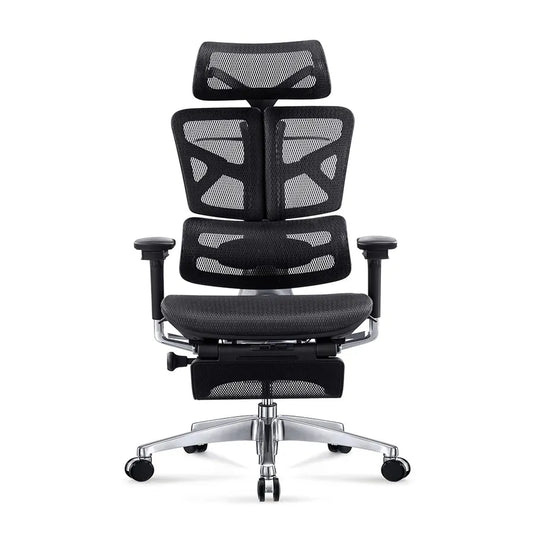 HKM-860115 Luxury Ergonomic High Back Mesh Chair with Footrest and Aluminium Base