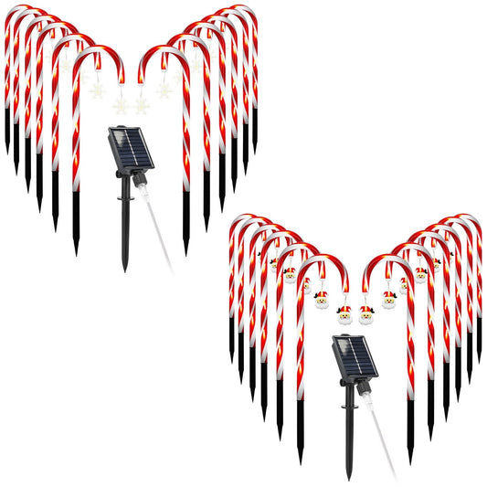 HKM-862099 Solar Candy Cane String Lights with 72 LED Lights, 8 Modes, Timer & IP44 Waterproof for Outdoor Holiday Decorations